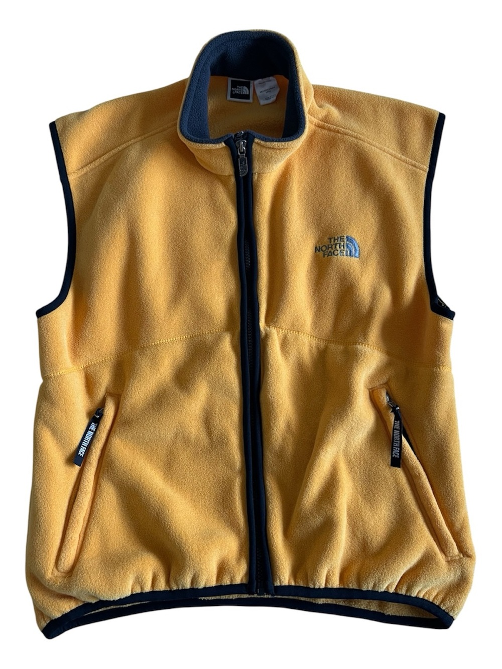 Vintage The North Face Mens Full Zip Fleece Vest‎ Yellow Outdoor USA Y2K Medium
